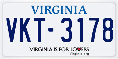 VA license plate VKT3178