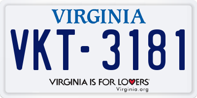 VA license plate VKT3181