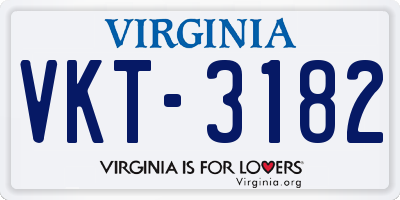 VA license plate VKT3182