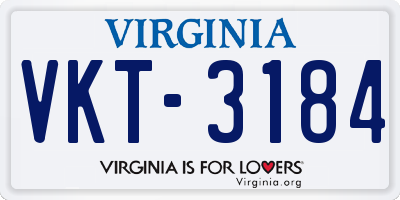 VA license plate VKT3184