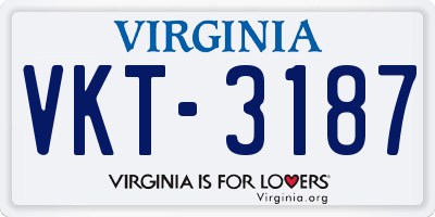 VA license plate VKT3187