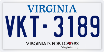 VA license plate VKT3189