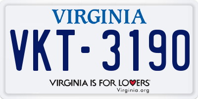 VA license plate VKT3190
