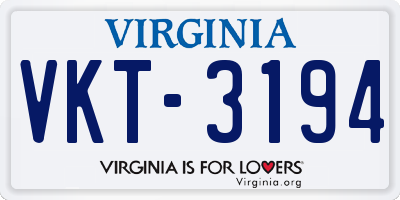 VA license plate VKT3194