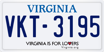 VA license plate VKT3195