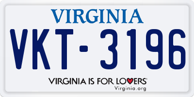 VA license plate VKT3196
