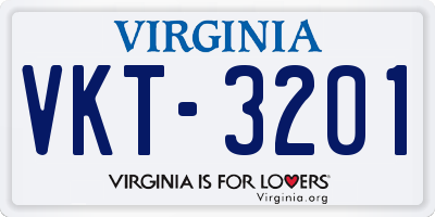 VA license plate VKT3201