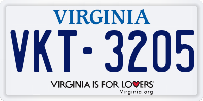 VA license plate VKT3205