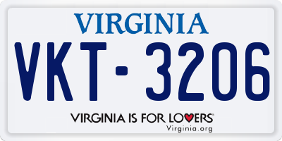 VA license plate VKT3206