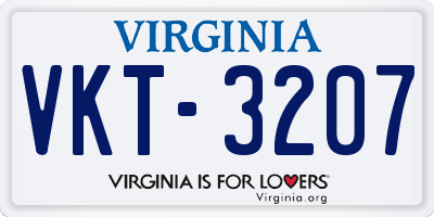 VA license plate VKT3207