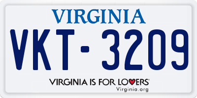 VA license plate VKT3209