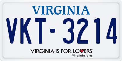 VA license plate VKT3214