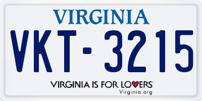 VA license plate VKT3215