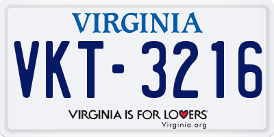 VA license plate VKT3216