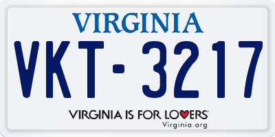 VA license plate VKT3217