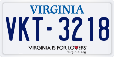 VA license plate VKT3218