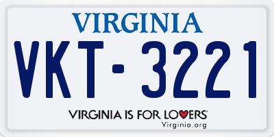 VA license plate VKT3221