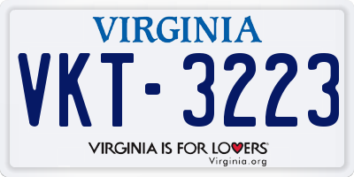 VA license plate VKT3223