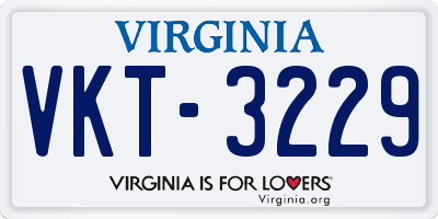 VA license plate VKT3229