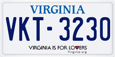 VA license plate VKT3230