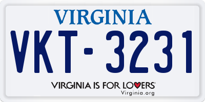 VA license plate VKT3231
