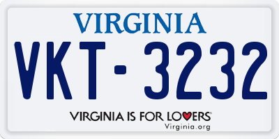 VA license plate VKT3232
