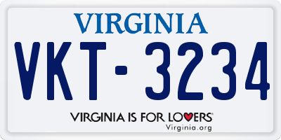 VA license plate VKT3234