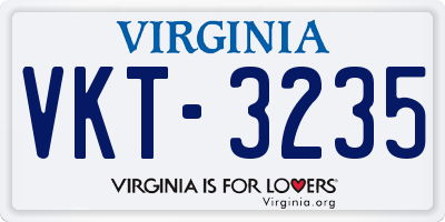 VA license plate VKT3235