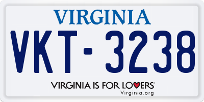 VA license plate VKT3238