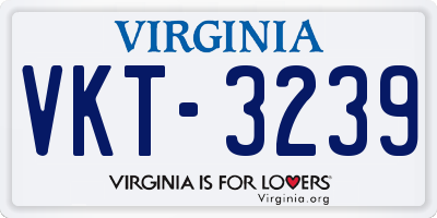 VA license plate VKT3239