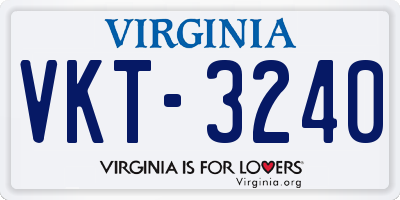 VA license plate VKT3240