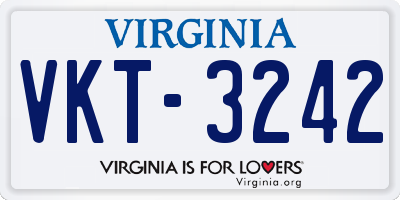 VA license plate VKT3242