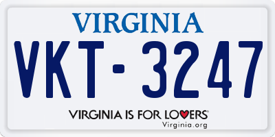 VA license plate VKT3247