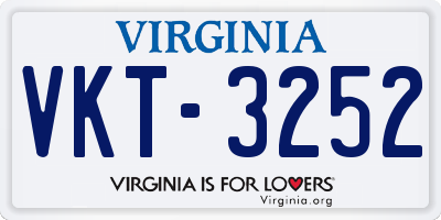 VA license plate VKT3252
