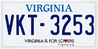 VA license plate VKT3253