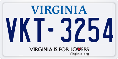 VA license plate VKT3254