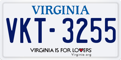 VA license plate VKT3255