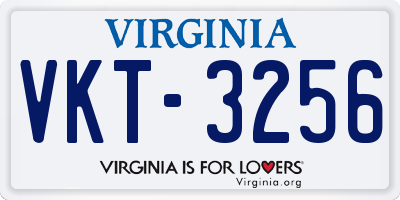 VA license plate VKT3256