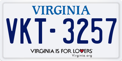 VA license plate VKT3257