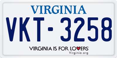 VA license plate VKT3258