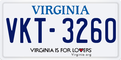 VA license plate VKT3260