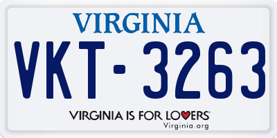 VA license plate VKT3263