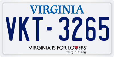 VA license plate VKT3265
