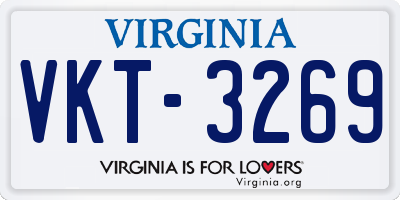 VA license plate VKT3269
