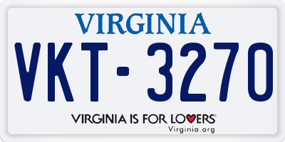 VA license plate VKT3270