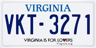 VA license plate VKT3271