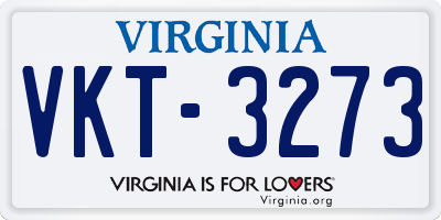VA license plate VKT3273
