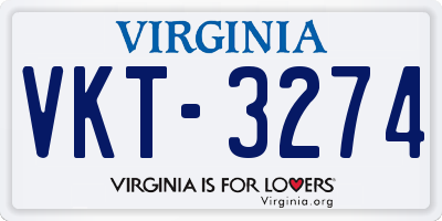 VA license plate VKT3274