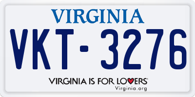 VA license plate VKT3276