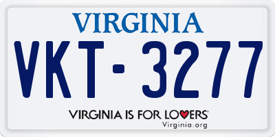 VA license plate VKT3277
